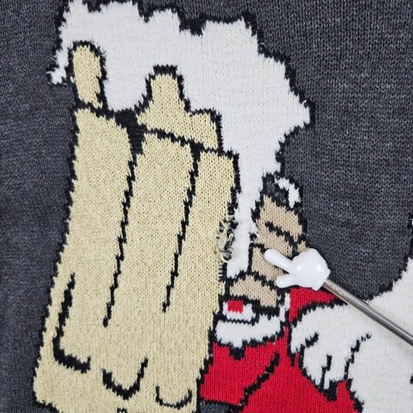 Ugly Christmas Sweater Men's Size XL Santa Beer Thumbs Up Graphic Knit Warm PULL - Picture 2 of 10